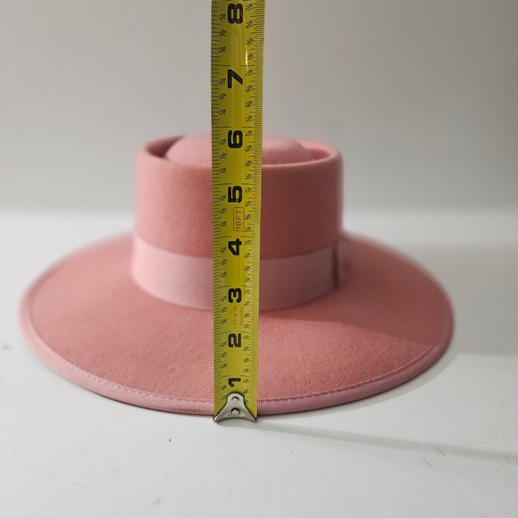 Pink Wool Wide Brim Fedora Hat Adjustable Bow Detail - Picture 11 of 11